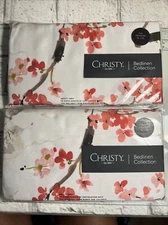 Euro Pillow Sham by Christy Haruki Floral Pair 26X26 Coral on White 200TC