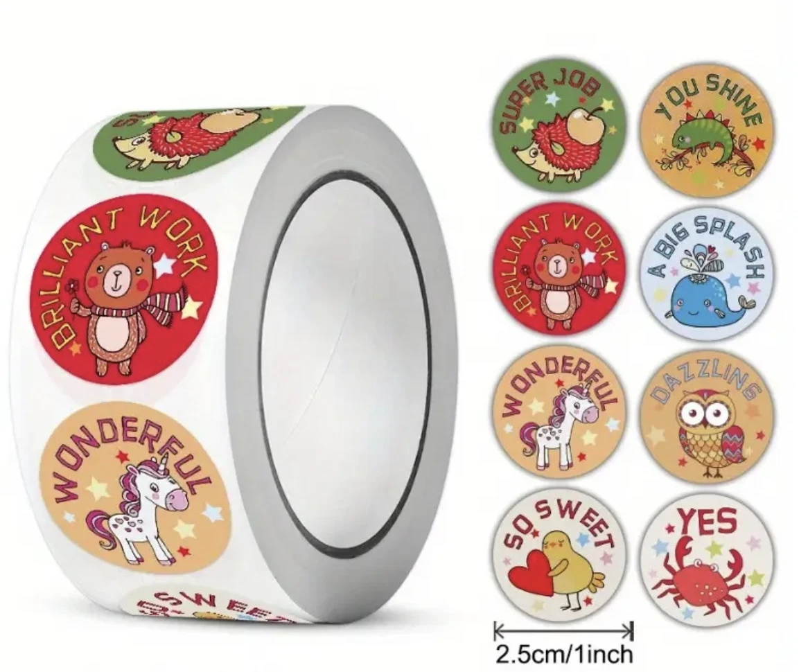 Positive Reward Teacher Merit Stickers 2.5cm 50/100pc Classroom Award Kids Party