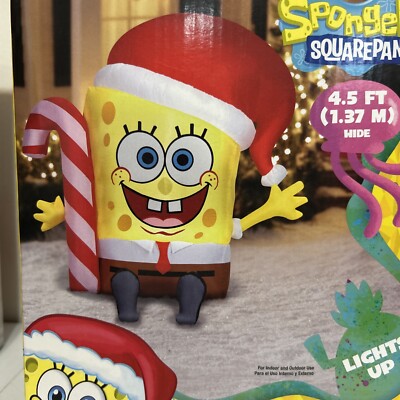 Nickelodeon SpongeBob SquarePants 4.5 Ft Airblown Inflatable With Lights NEW