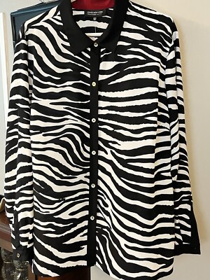 Jones New York Collection Woman Plus Size Long Sleeve Zebra Print Blouse 22W NWT