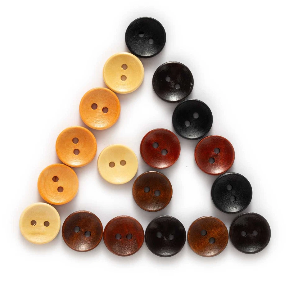2 hole solid round wooden buttons for sewing, clothing, handwork, crafts 10-25mm - Image 3 of 4