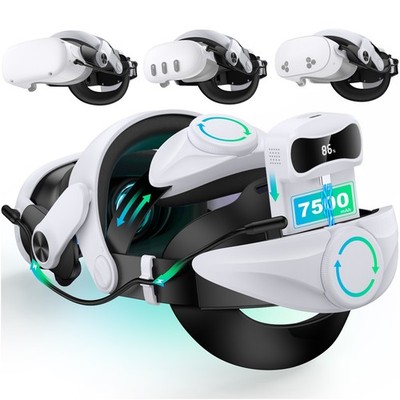 Head Strap for Meta Quest 2/Quest 3/3s with 7500mAh Battery VR Headset Elite