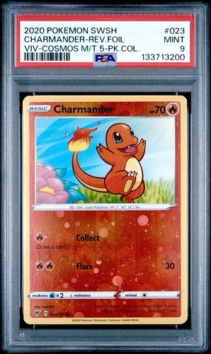 PSA 9 Charmander Reverse Cosmo Holo English Vivid Voltage Promo 023/185 Pokemon