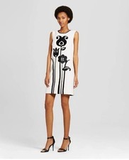 Victoria Beckham Target Black White Tulip Floral Mini Sheath Dress shift Large
