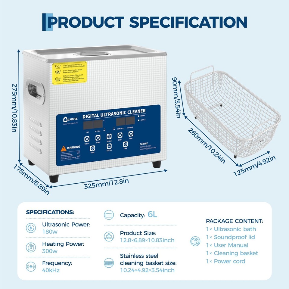 3L-30L Ultrasonic Cleaner Cleaning Machine with Basket Heater and Timer ...