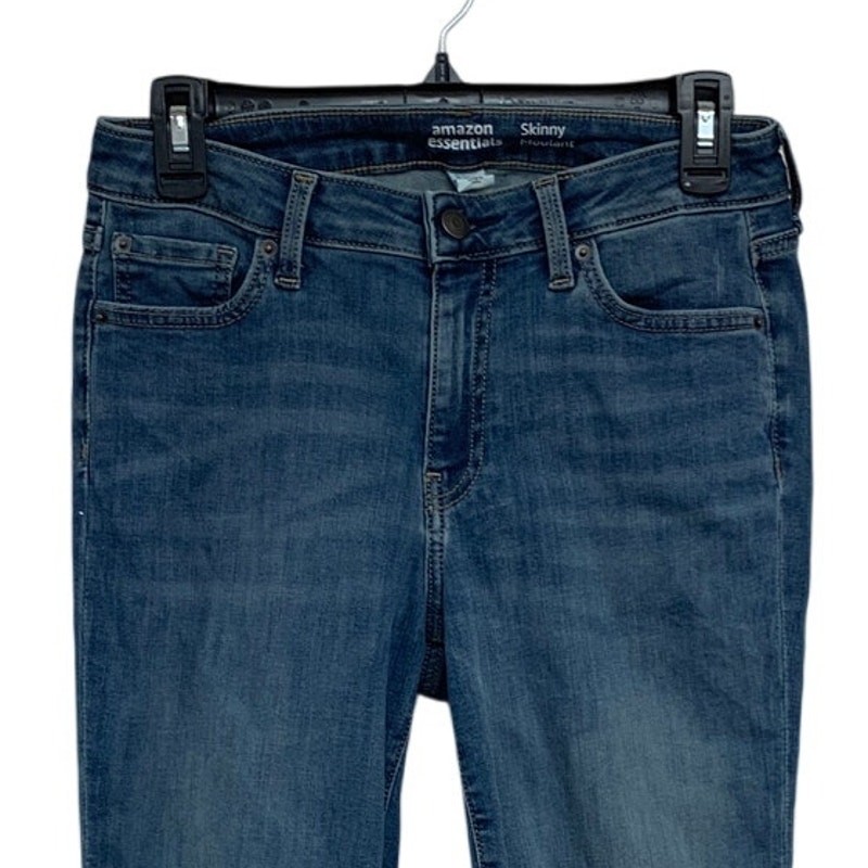 Amazon Essentials Womens Size 8 Long Mid Rise Stretchy Skinny Denim Blue Jeans View 3