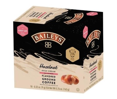 Ground Coffee, Medium Roast, Hazelnut Irish Cream Flavored Coffee Pods, 18ct