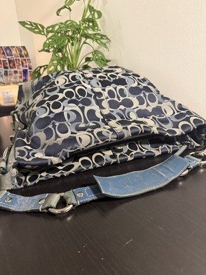 Coach Signature Carly Shoulder Bag Rare Blue Optic C Jacquard Hobo