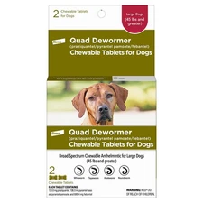 Elanco Chewable Quad Dewormer for Large Dogs, 45 lbs and over, 2 chewable tab...
