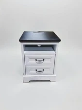 Eongdn Farmhouse Nightstand with Charging Station, 18" End Table with USB/Type-C