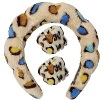 5 Pack Bundle Headband And Wristbands Spa Set Animal Print 5 Different Colors