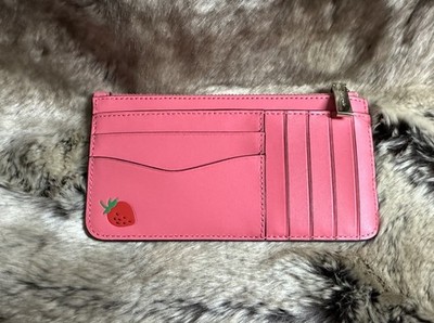 NWT kate spade new york strawberry slim Card Holder wallet In Pink