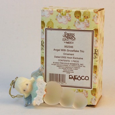 Enesco Precious Moments Figur  Engel Mit Schneeflocke Trio Deko   2002 #952346