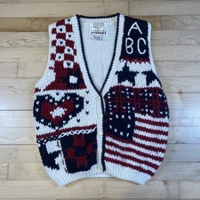 Vintage Carolina Colours Sweater Vest Women’s 1994 Teacher ABC