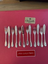 FOURCHETTES COUTEAUX  POISSON  CLUNY CHRISTOFLE  METAL ARGENTE TRÈS BEL ETAT