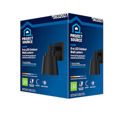 Project Source Paxton 8in H Black Hardwired Dark Sky Dusk to Dawn Integrated-NEW