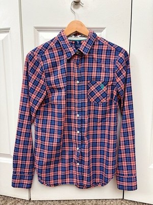 US Polo Association Botton Down Blue + Pink Plaid | Small Womens