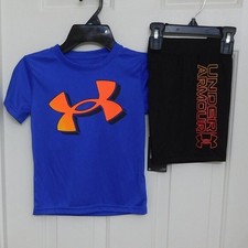 NWT 2pc Under Armour Blue Bright Logo Shirt Black Shorts Set sz 3t or 4t