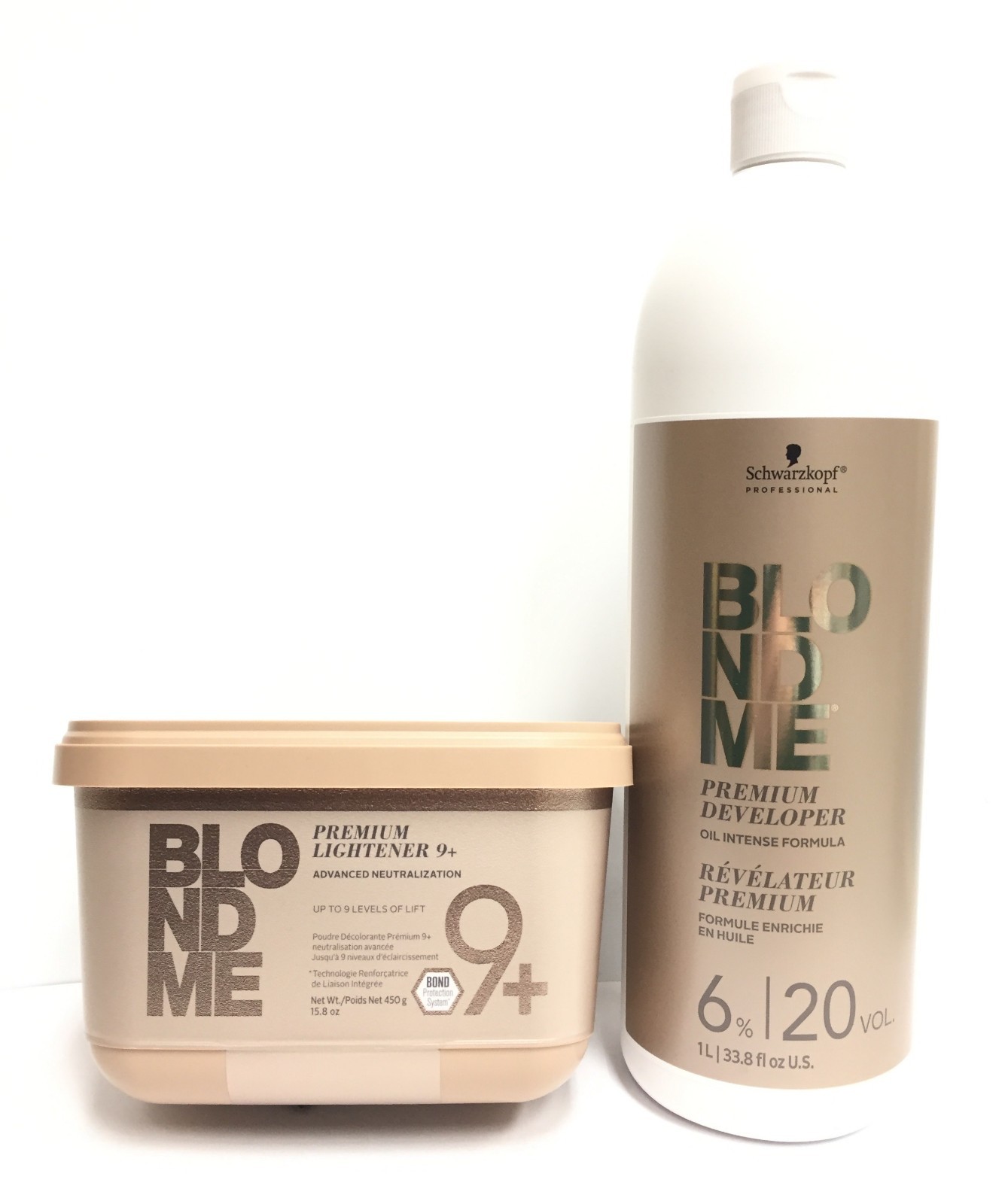 (2 PACK)Schwarzkopf BlondMe Lightener 9+ and BM Dev. 6 % 20 Vol Duo,33.8, 15.8oz