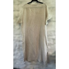 Lafayette 148 NY Textured Shift Dress 2X Beige Linen Midi Minimalist Lagenlook