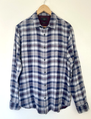 Vince Mens Double Face Cambria Plaid Shirt Size L Casual City Classic Capsule