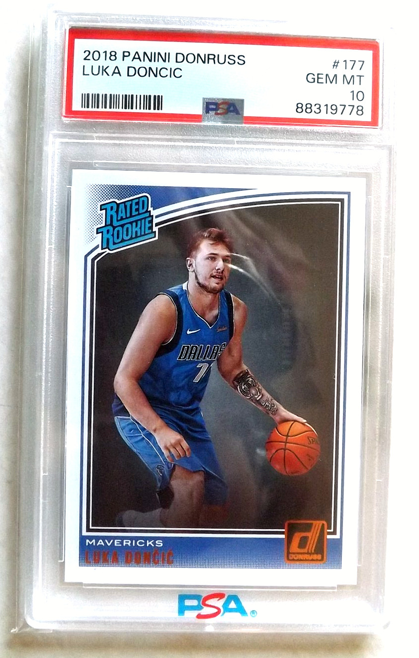 2018-19 Panini Donruss Luka Doncic Rookie RC #177 Mavericks PSA 10 GEM MINT view 3