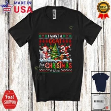 Custom Name I Want A Goat For Christmas; Cheerful Sweater Dabbing Santa T-Shirt