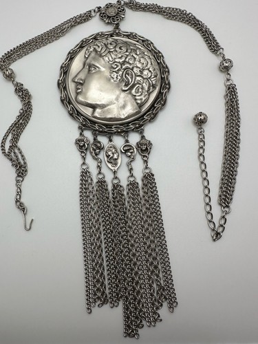 "Collar vintage grande de plata con medallón de laurel de 20""" - Imagen 2 de 12