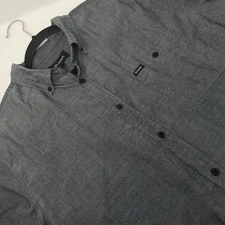 Brixton Mens SS Button Up Down Shirt Heather Grey L Skater Surfer Motorcycle MC