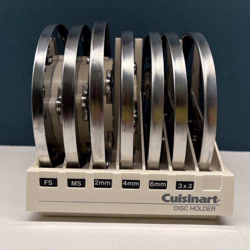 Lot 7 Cuisinart DLC-8 Discs plus labeled holder/organizer