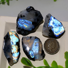 Palette Moonlit ~ 4 pièces dalles de cristal Reiki pierre de lune arc-en-ciel...