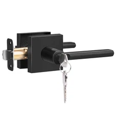 HOSOM Black Exterior Door Handle with Lock and Key, Entrance Door Lock for Fr...