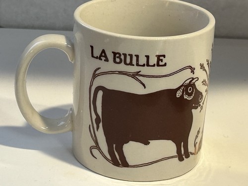 Vintage 1978 Taylor & Ng La Vache La Bulle Cow Mug Japan Stoneware Brown Cream