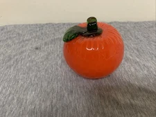 Vintage Murano Style Art Glass Blown Orange w/Leaf