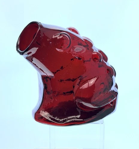 Blenko Handmade Glass 7921 Frog Toad Vase in HTF Ruby Don Shepherd Design
