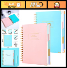 5 Subject Spiral Notebooks - College Ruled, Hardcover, 240 Pages, Tabs  Divider