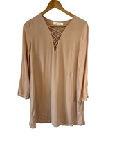 ASTR Mini Dress Women’s XS Blush Pink V Neck Tunic Dress