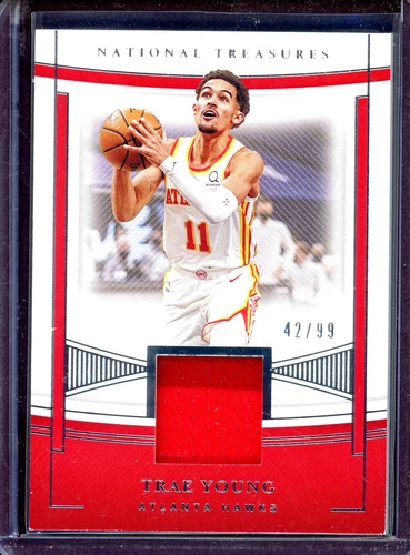 TRAE YOUNG ~ 2020-21 Panini National Treasures Material Treasures #TRY (#42/99)