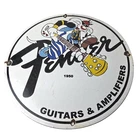 Vintage Fender Sign - Guitars Amplifiers Music Porcelain Gas Station Sign