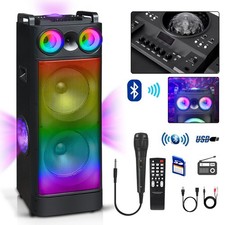 Portable Bluetooth Speaker Subwoofer Heavy Bass Sound LED Party System AUX Mic
