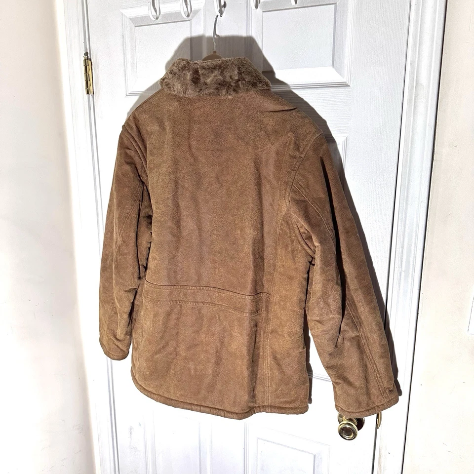 F.R. Tripler Men’s Suede Shearling Jacket Brown Fur Collar Zip Up Winter Coat XL - Image 4 of 4
