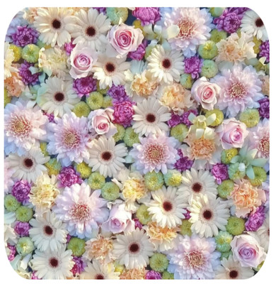 FLORAL FLOWERS PINK GREEN WHITE THEMED MOUSEPAD MOUSE PAD THICK 9'' X 7''
