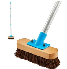 Heavy Duty Deck Brush With Long Handle 60" Floor Scrub Brush With Stiff Natural 