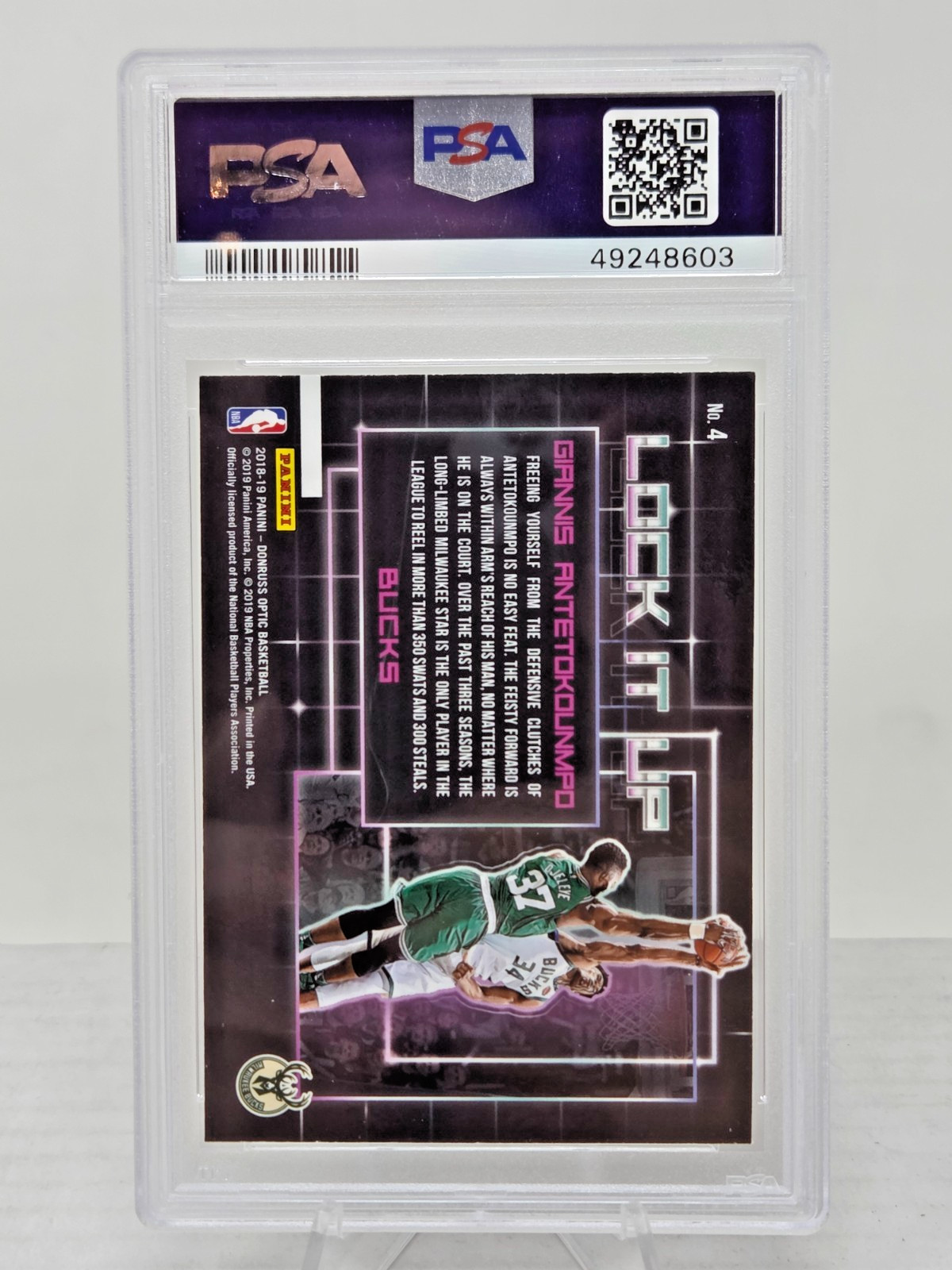 2018 Optic Lock It Up GIANNIS ANTETOKOUNMPO Card PSA 10 GEM MINT Pop 16 view 2