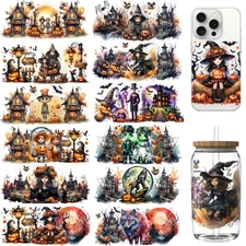 12 sheets UV DTF cup wraps for 16OZ, UV DTF cup wrap for Halloween, widely be...
