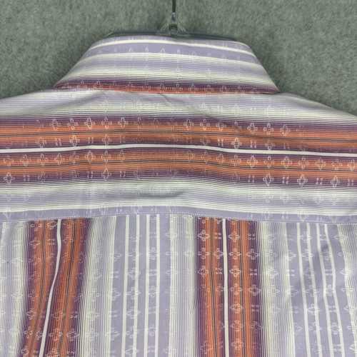 Robert Graham Shirt Mens M Purple Oxford L/S Button Up Stripe Colorful Flip Cuff - Picture 10 of 10