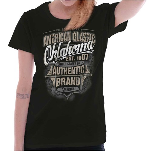 Oklahoma American Souvenir Country OK USA Womens Top Junior Graphic Tee - Picture 1 of 8