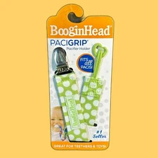 BooginHead Green Polka Dots Universal Pacifier Clip, Infant Toddler