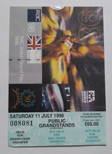 1998 Silverstone RAC British Grand Prix Qualifying Saturday 11th July Ticket