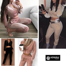 Damen Woman Hoodie Short Crop Top Pants SETW09 - VM Hosenanzug